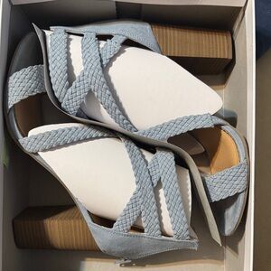Elegant Light Blue Women's Heeled Sandals